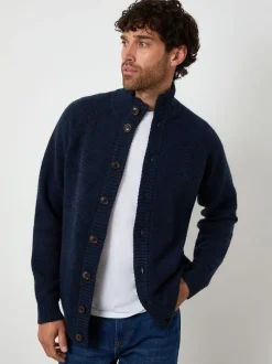 marine - Cardigan Threadbare en maille boutonné à Col cheminée