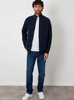 marine - Cardigan Threadbare en maille boutonné à Col cheminée