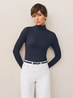 marine - Ceinture fine en cuir