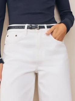 marine - Ceinture fine en cuir