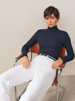 marine - Ceinture fine en cuir