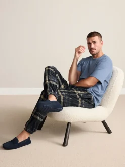 marine - Chaussons mocassins Signature en daim avec bordure en tissu