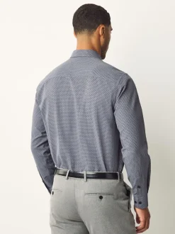 marine - Chemise élégante en coton riche texturée