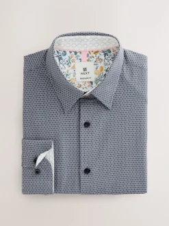 marine - Chemise élégante en coton riche texturée