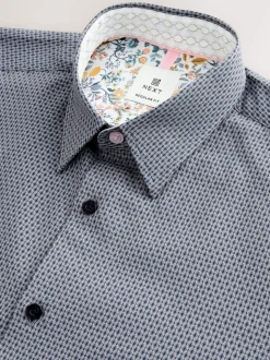 marine - Chemise élégante en coton riche texturée