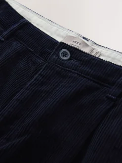 marine - Coupe fuselée régulière - Pantalon plissé simple en velours côtelé