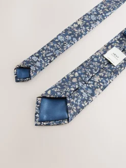 marine - Cravate à imprimé floral