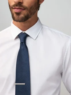 marine - Cravate texturée avec pince à cravate