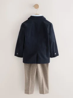 marine - Ensemble Blazer Chemise et Pantalons en velours côtelé (3mois-9ans)
