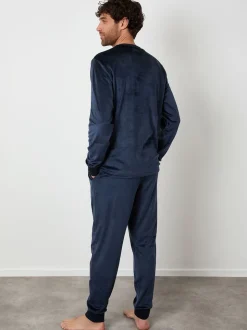 marine - Ensemble de vêtements de détente en velours Soft Touch de Threadbare