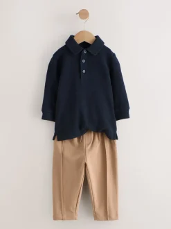 marine - Ensemble polo et jogging à manches longues (3mois-7ans)