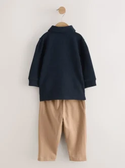 marine - Ensemble polo et jogging à manches longues (3mois-7ans)