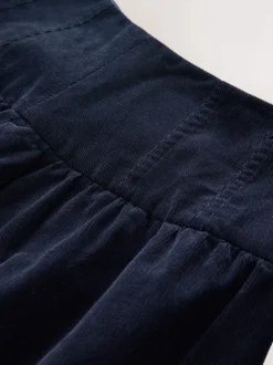 marine - Jupe mi-longue en velours côtelé à taille basse