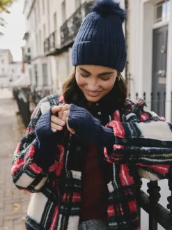 marine - Lot de 1 gants chauffe-mains côtelés