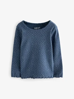 marine - Lot de 5 hauts côtelés à manches longues (3mois-7ans)