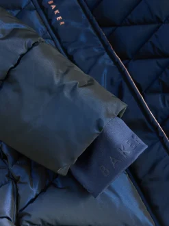 marine - Manteau Ceinturé Baker by Ted Baker, mi-lourd, matelassé et Résistant à la douche