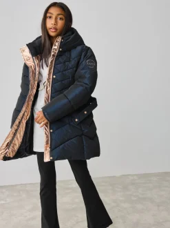 marine - Manteau Ceinturé Baker by Ted Baker, mi-lourd, matelassé et Résistant à la douche