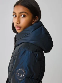 marine - Manteau Ceinturé Baker by Ted Baker, mi-lourd, matelassé et Résistant à la douche