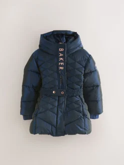 marine - Manteau Ceinturé Baker by Ted Baker, mi-lourd, matelassé et Résistant à la douche