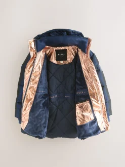 marine - Manteau Ceinturé Baker by Ted Baker, mi-lourd, matelassé et Résistant à la douche