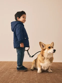 marine - Manteau matelassé doublé Borg (3mois à7ans)