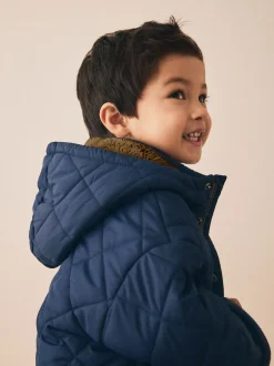 marine - Manteau matelassé doublé Borg (3mois à7ans)