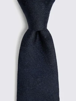 marine - MOSS Mariage Motif paisley Cravate