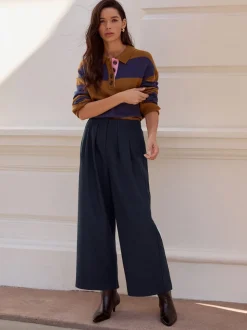 marine - N. Premium Jupes-culottes à Chevrons avec laine