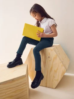 marine - Pantalon d’école extensible riche en coton à enfiler (3-16ans)