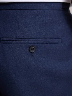 marine - Pantalon élégant riche en laine texturé avec pattes d'ajustement sur les côtés