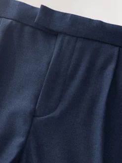 marine - Pantalon élégant riche en laine texturé avec pattes d'ajustement sur les côtés