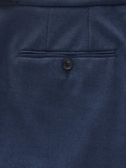 marine - Pantalon élégant riche en laine texturé avec pattes d'ajustement sur les côtés