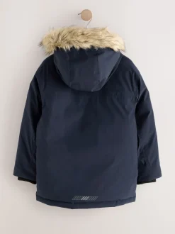 marine - Parka épaisse Résistant à la douche bordée de fausse fourrure (3-16ans)