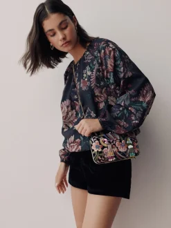 marine - Pochette oiseau avec ornements