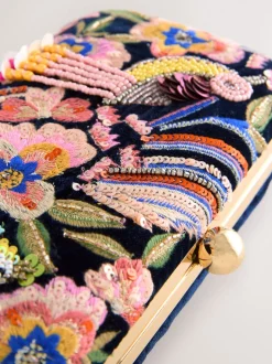 marine - Pochette oiseau avec ornements