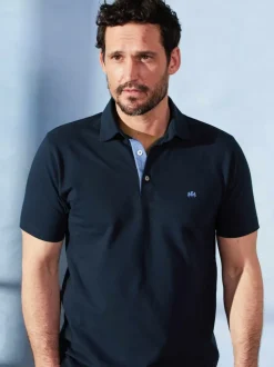 marine - Polo Savile Row Company classique en coton piqué à manches courtes