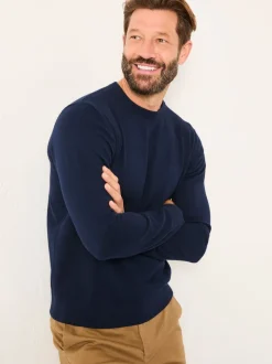 marine - Pull FatFace en maille à Col rond