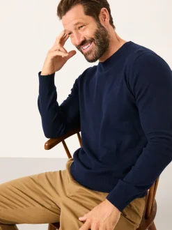 marine - Pull FatFace en maille à Col rond