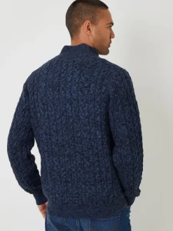 marine - Pull Threadbare en maille torsadée à Col cheminée