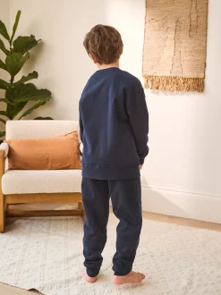 marine - Pyjama simple en laine polaire (3-16yrs)