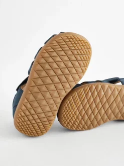 marine - Sandales de marche en cuir à fermeture scratch bébé