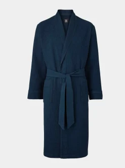 marine - Savile Row Company Robe de chambre gaufrée en coton