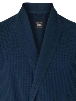 marine - Savile Row Company Robe de chambre gaufrée en coton