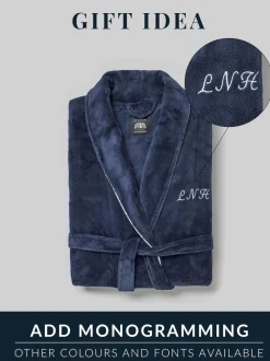 marine - Savile Row Company Robe de chambre gaufrée en coton