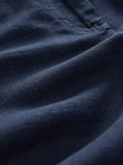 marine - Shorts de genou de mélange de lin