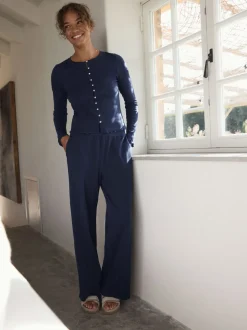 marine - soi-même. Pyjama côtelé boutonné