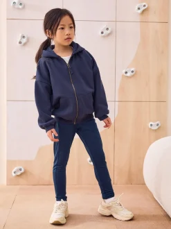 marine - Sweat à capuche zippé en coton riche (3-16ans)