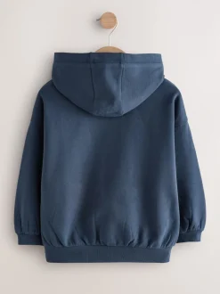 marine - Sweat à capuche zippé en coton riche (3-16ans)