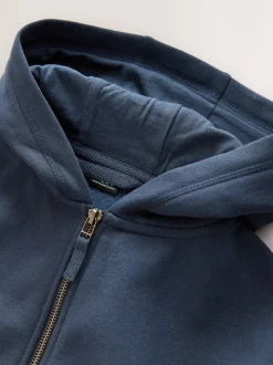 marine - Sweat à capuche zippé en coton riche (3-16ans)