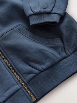 marine - Sweat à capuche zippé en coton riche (3-16ans)